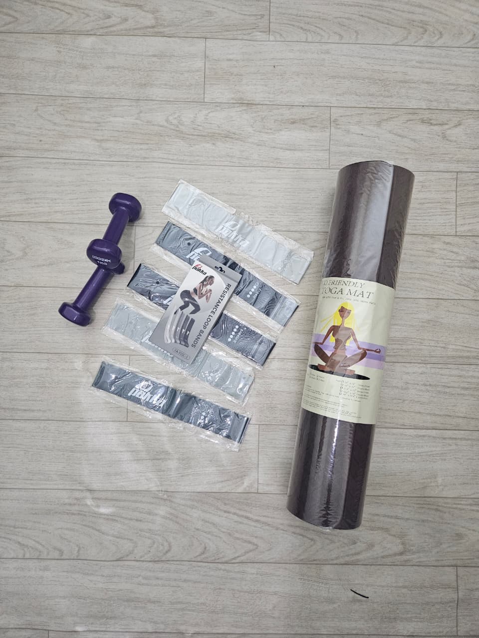 Pack Fitness – Tapis Yoga + Élastique + Haltère